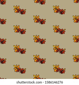 Hand drawn seamless pattern with autumn leaves. Vector illustration. EPS 10