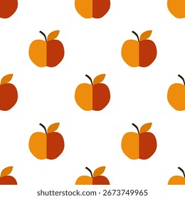 Hand drawn seamless pattern with autumn apples, design elements.Autumn fruit  pattern for invitations, cards, print, gift wrap, manufacturing, textile, fabric, wallpapers