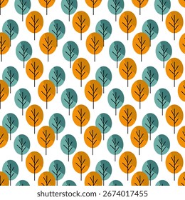 Hand drawn seamless pattern with autumn leaves in bauhaus style, design elements.Autumn pattern for invitations, cards, print, gift wrap, manufacturing, textile, fabric, wallpapers