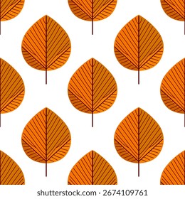Dibujado a mano sin patrón con hojas de otoño en estilo bauhaus, Elementos de diseño. Patrón de otoño para invitaciones, tarjetas, impresión, envoltura de regalo, fabricación, textil, tela, Fondos de pantalla