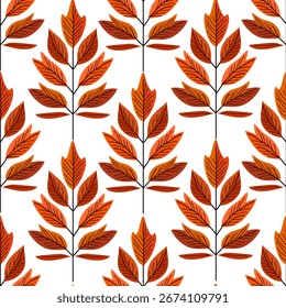 Hand drawn seamless pattern with autumn leaves in bauhaus style, design elements.Autumn pattern for invitations, cards, print, gift wrap, manufacturing, textile, fabric, wallpapers