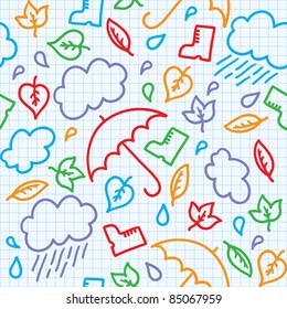 hand drawn seamless pattern with autumn elements