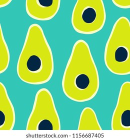 Hand drawn seamless pattern with avocados.