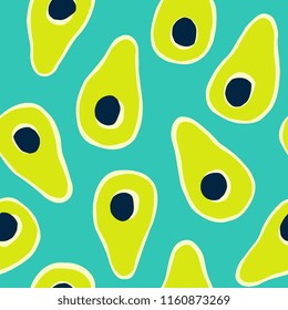 Hand drawn seamless pattern with avocados.