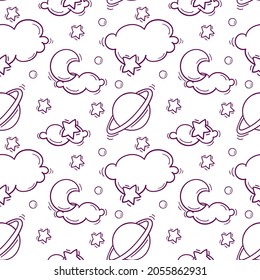 Hand drawn seamless pattern with baby black and white toys and accessories