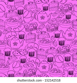 Hand drawn seamless pattern - Bakery themed 