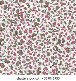 Hand drawn seamless pattern with barberry in vector. Forest background can be used for textile design, wallpapers and wrapping paper