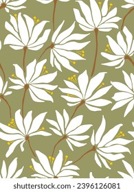 Handgezeichnet nahtloses Muster mit schönen Blumen. Vektorgrafik, Retro, Jugendstil. Kann zum Sticken von Blumen, Tapeten usw. verwendet werden.