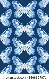 Hand drawn seamless pattern with beautiful butterflies. Vector illustration, retro style. Can be used for fashion, wallpaper, etc.