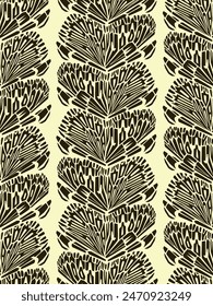 Hand drawn seamless pattern with beautiful butterfly wings. Vector illustration, retro style. Can be used for embroidering flowers, wallpaper, etc.
