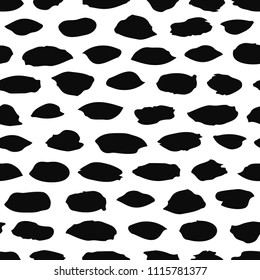 Hand drawn seamless pattern with black paint form. Abstract brush background. Grunge vector illustration