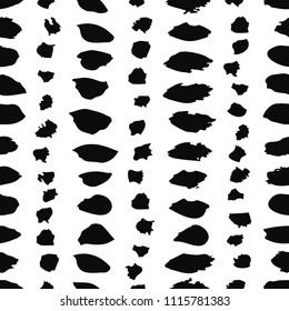 Hand drawn seamless pattern with black paint form. Abstract brush background. Grunge vector illustration