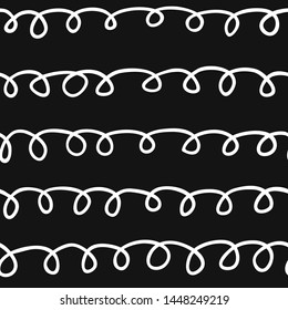 Hand drawn seamless pattern with Black and white Vector doodle lines.  Abstract pencil drawing stripes background. Artistic illustration grunge elements strokes