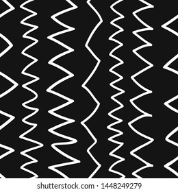 Hand drawn seamless pattern with Black and white Vector doodle lines.  Abstract pencil drawing stripes background. Artistic illustration grunge elements strokes