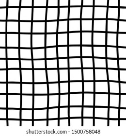 Hand drawn Seamless pattern with black grid. Monochrome vector lines. Trendy checkered seamless pattern. Design for fabric, wallpaper, wrapping