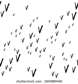 Patrón sin fisuras dibujado a mano. Marcas de verificación negras en un fondo blanco. Fondo abstracto vectorial.