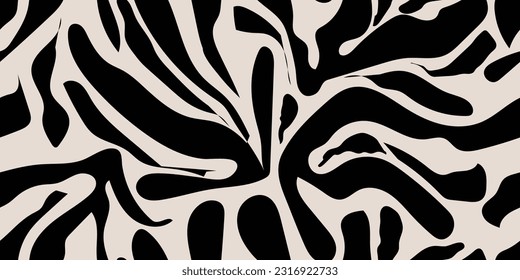 Hand Drawn Seamless Pattern. Black collage contemporary print. Vector illustration