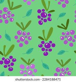 Hand drawn seamless pattern with blackberry and leaves. Cute and modern vector background for wallpaper, menu, backdrop