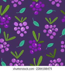 Hand drawn seamless pattern with blackberry and leaves. Cute and modern vector background for wallpaper, menu, backdrop