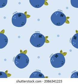 Hand drawn seamless pattern of blueberries, modern and cute.