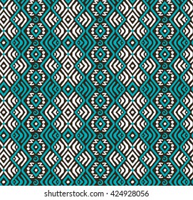 Hand drawn seamless pattern in boho style. Mexican, peru, aztec ornament. Hipster backdrop template for wallpaper, cloth, wrapping, fabric, paper, cover, textile, post cards. Ethnic fashion print.