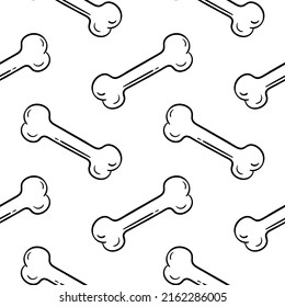 hand drawn seamless pattern of bones on white background