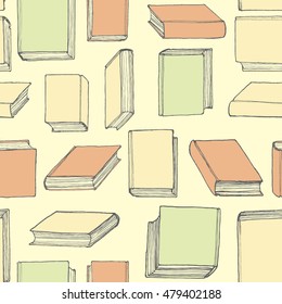 Hand drawn seamless pattern with books