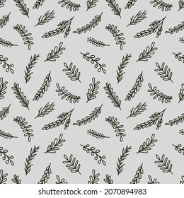 hand drawn seamless pattern botanical greenery leaves