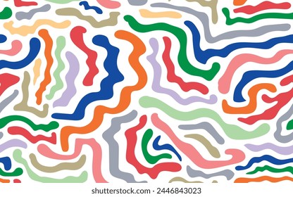 hand drawn seamless pattern brain colorful abstract shape doodle line creative trendy brutal patterns ornament vector design