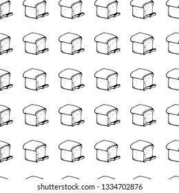 Hand Drawn seamless pattern bread doodle. Sketch style icon. Decoration element. Isolated on white background. Flat design. Vector illustration.