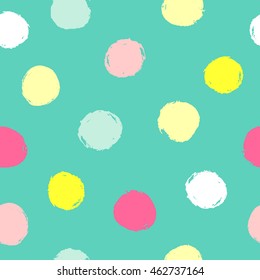 Hand drawn seamless pattern. Bright colored, grunge textured monochrome vector illustration. Brush made abstract background. Hipster monochrome texture with dots. Trendy graphic design.