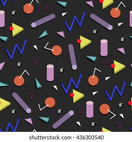 Hand drawn seamless pattern with brush strokes and geometric figure.Vector illustration