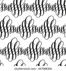 Hand drawn seamless pattern with calligraphic decorative element. 