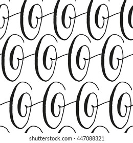 Hand drawn seamless pattern with calligraphic decorative element. 