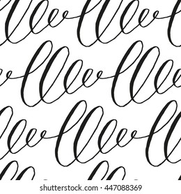 Hand drawn seamless pattern with calligraphic decorative element. 