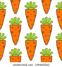 Hand Drawn Seamless Pattern With Carrot. Vector Eco Food Illustration