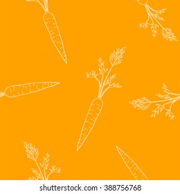 Hand drawn seamless pattern of carrot. Vector illustration.