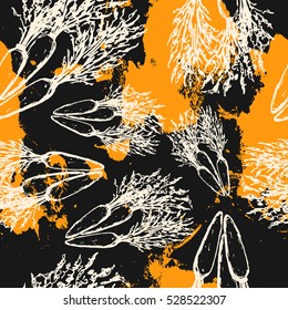 Hand drawn seamless pattern with carrot. Vector food illustration