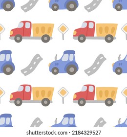 Patrón sin fisuras dibujado a mano con coches