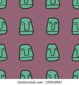 Hand drawn seamless pattern with cartoon faces