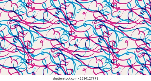 Dibujado a mano sin patrón de líneas caóticas. Trazos de pincel desordenados irregulares y garabatos que repiten la impresión. Vector de textura abstracta.