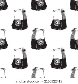 Hand drawn seamless pattern of Charcoal paper bag