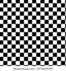 Hand drawn seamless pattern with chessboard. Black and white checkerboard. Print design for textile, wallpapers, fabric, wrapping paper. Chess background.