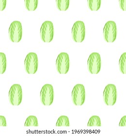 Hand drawn seamless pattern with chinese napa cabbage for background design. Vector isolated illustration.