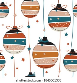 Patrón Seamless dibujado a mano. Ornamento de bola de Navidad Decor vectores de patrón sin soldadura ,Diseño para moda , tela, textil, papel de pared, cubierta, web , envoltura y todas las impresiones sobre blanco