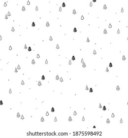 Patrón sin fisuras de árboles de Navidad dibujado a mano. Símbolos de vacaciones. Dibujo abstracto del doodle del símbolo de navidad. El fondo de las vacaciones no tiene inconvenientes.