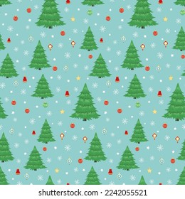 Handgezeichnet nahtlose Muster von Weihnachtsbaum, dekorative bunt Weihnachtskugel, Stern, Schneeflocke. Frohes neues Jahr und Weihnachtsgrafik für Grußkarten, Einladung, Tapete, Umhüllung