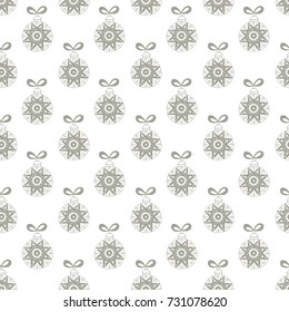 Hand drawn seamless pattern with Christmas Balls. Vector illustration in scandinavian style.