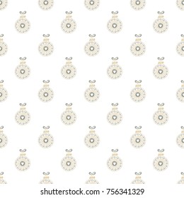 Hand drawn seamless pattern with Christmas Balls. Vector illustration in scandinavian style.
