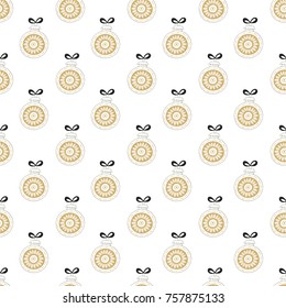 Hand drawn seamless pattern with Christmas Balls. Vector illustration in scandinavian style.